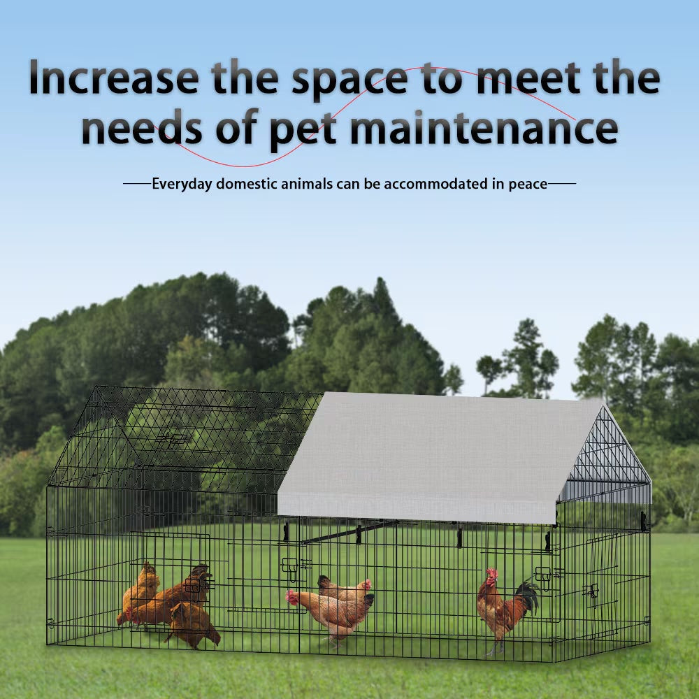KFX-8152381 Pointed Wire Chicken Coop for Poultry Breeding, Metal and Fabric Structure, 86 x 40 x 40 Inches