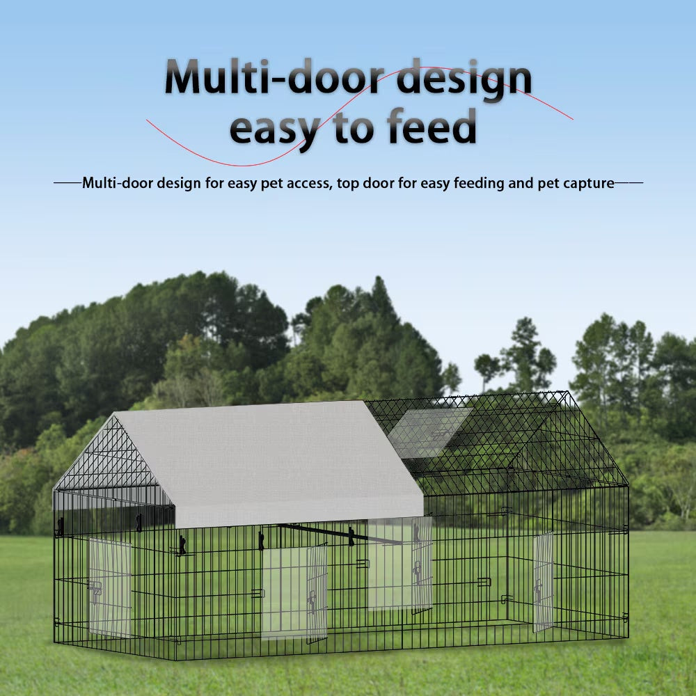 KFX-8152381 Pointed Wire Chicken Coop for Poultry Breeding, Metal and Fabric Structure, 86 x 40 x 40 Inches