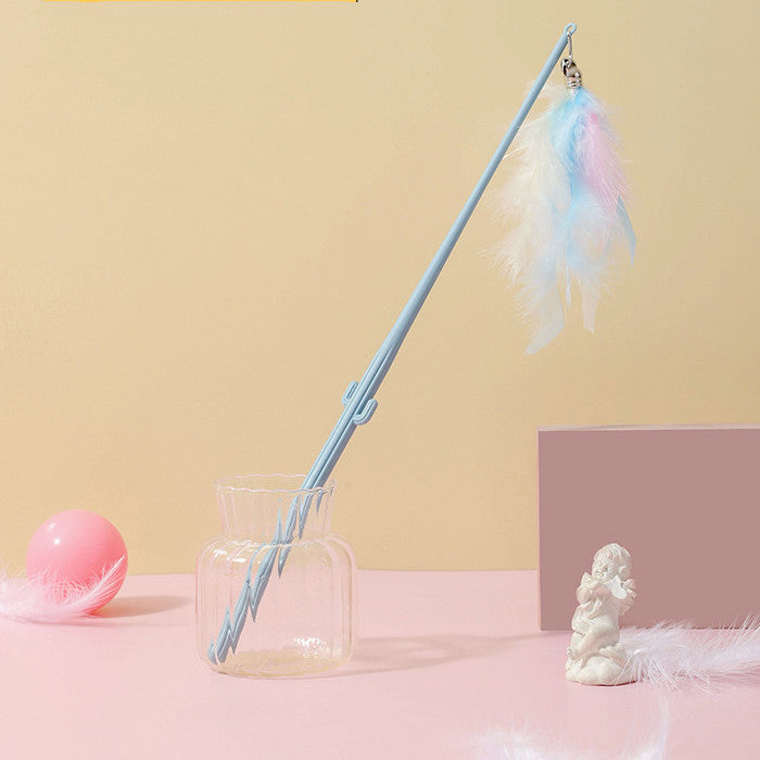 KFX-8155325 Interactive Cat Toy Teaser with Plush Feathers and Bells for Boredom Relief