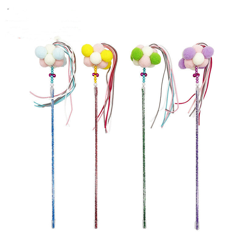 KFX-8155325 Interactive Cat Toy Teaser with Plush Feathers and Bells for Boredom Relief