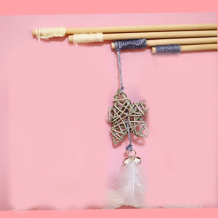 KFX-8155325 Interactive Cat Toy Teaser with Plush Feathers and Bells for Boredom Relief