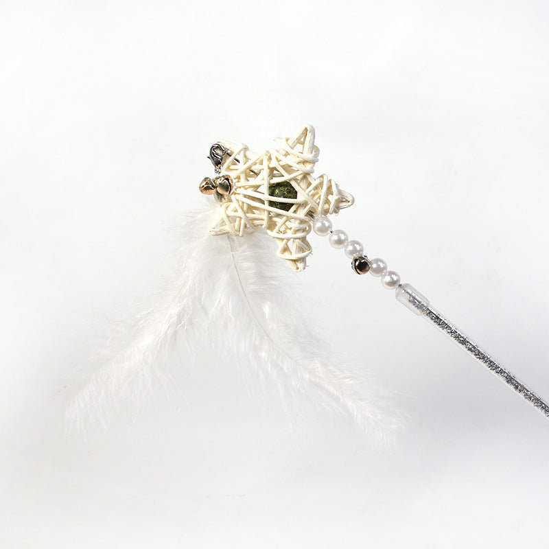 KFX-8155325 Interactive Cat Toy Teaser with Plush Feathers and Bells for Boredom Relief