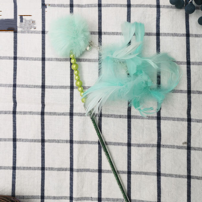 KFX-8155325 Interactive Cat Toy Teaser with Plush Feathers and Bells for Boredom Relief