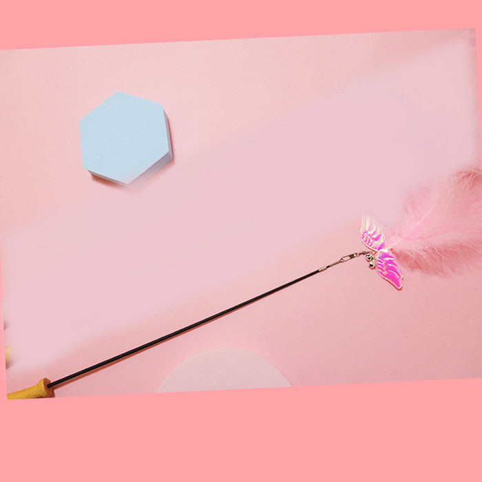 KFX-8155325 Interactive Cat Toy Teaser with Plush Feathers and Bells for Boredom Relief