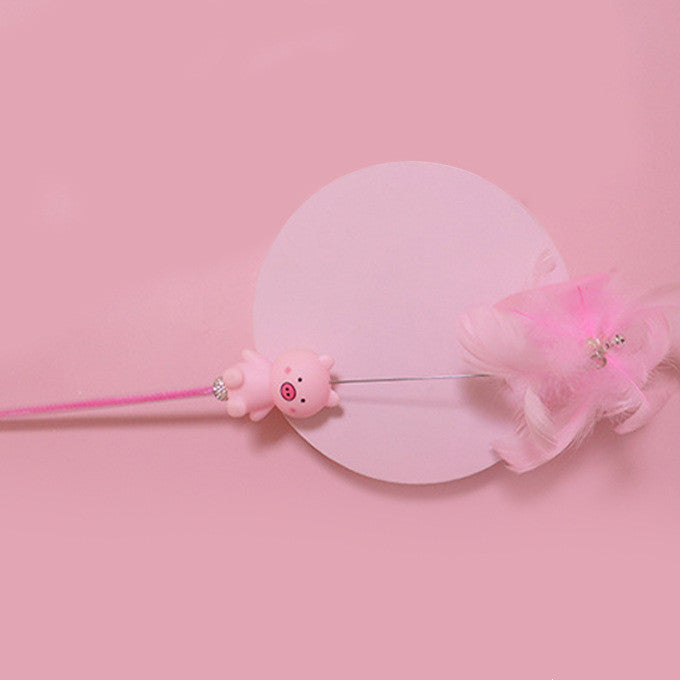 KFX-8155325 Interactive Cat Toy Teaser with Plush Feathers and Bells for Boredom Relief