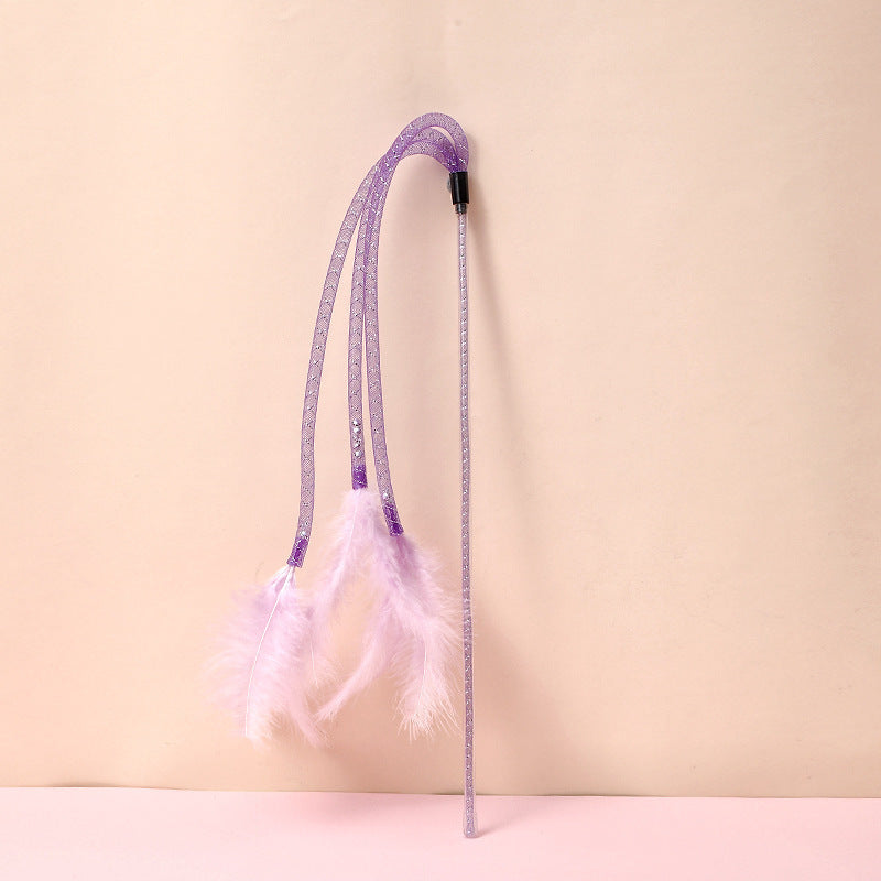 KFX-8155325 Interactive Cat Toy Teaser with Plush Feathers and Bells for Boredom Relief