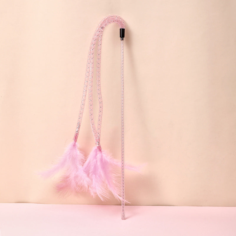 KFX-8155325 Interactive Cat Toy Teaser with Plush Feathers and Bells for Boredom Relief