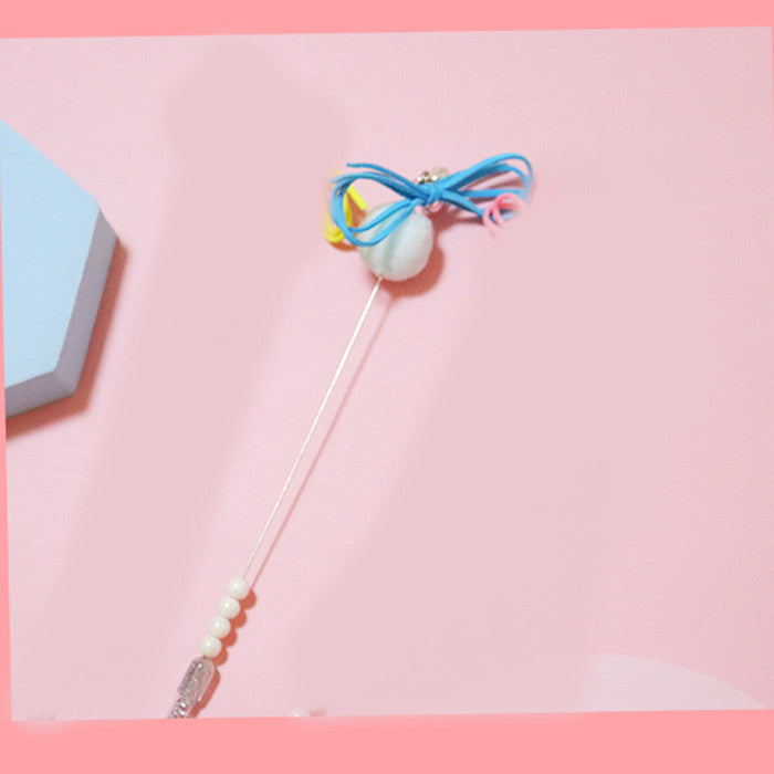 KFX-8155325 Interactive Cat Toy Teaser with Plush Feathers and Bells for Boredom Relief
