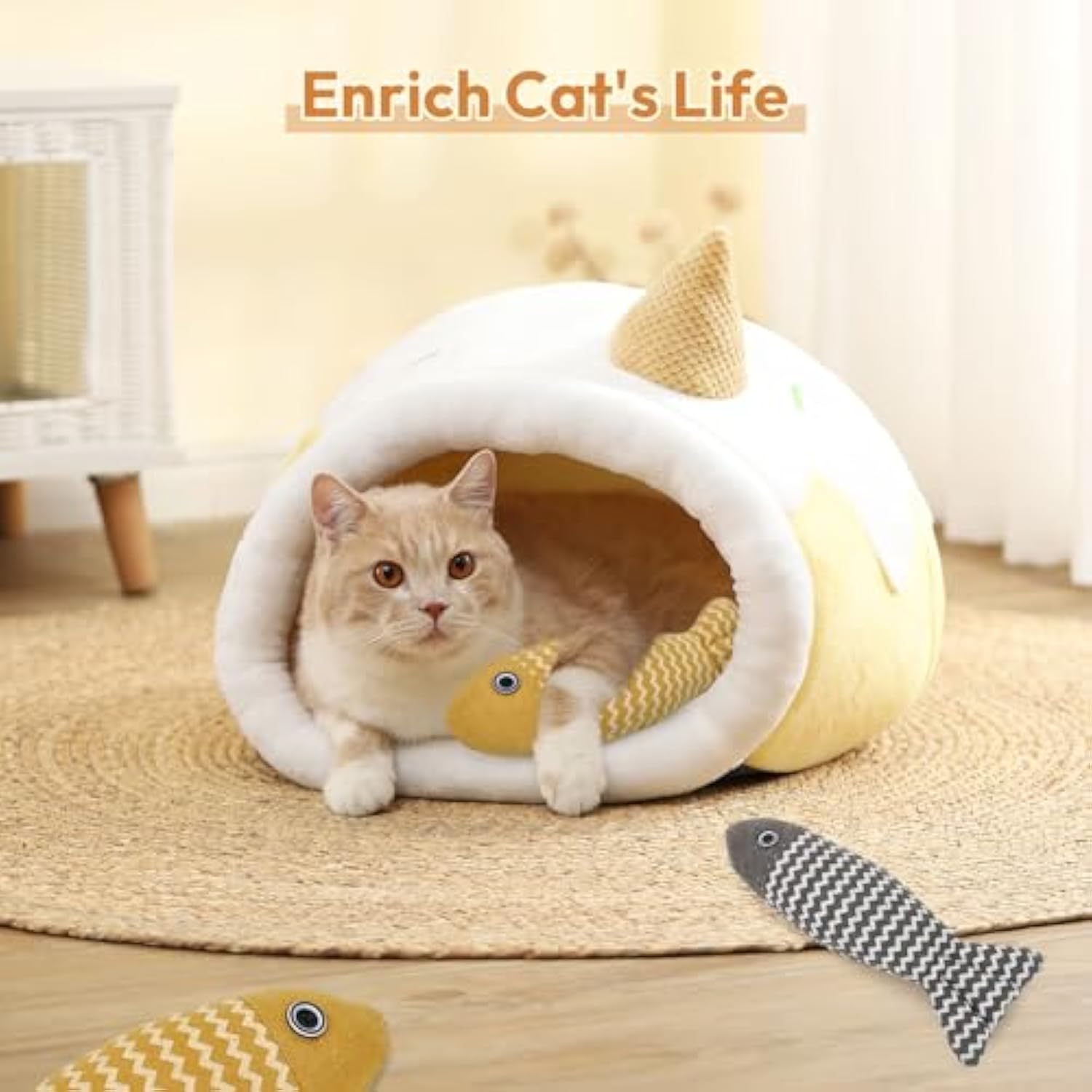 KFX-8155965 Catnip Interactive Fish Toys - 3 Piece Set for Indoor Cats and Kittens, Self-Play Exercise Kicker