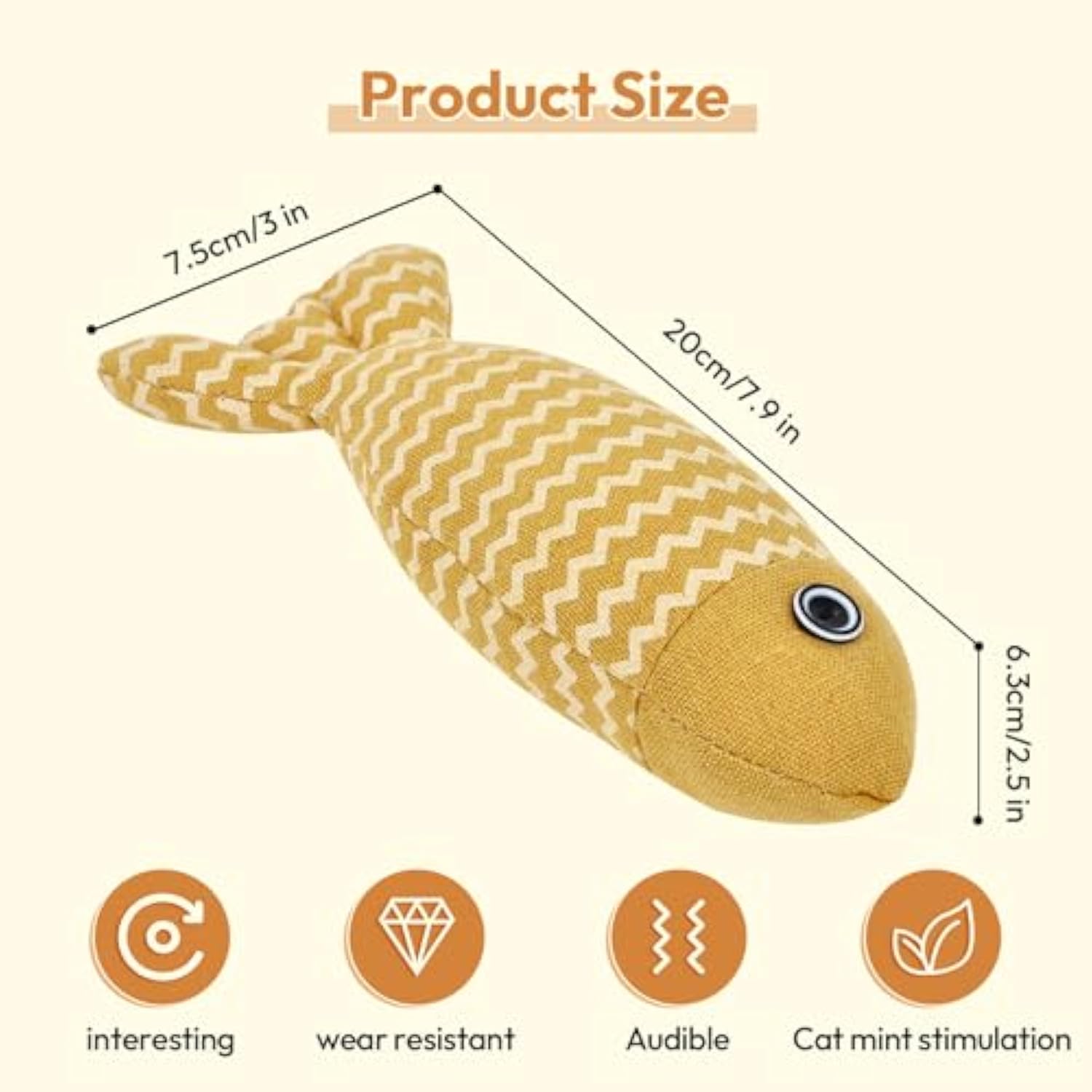 KFX-8155965 Catnip Interactive Fish Toys - 3 Piece Set for Indoor Cats and Kittens, Self-Play Exercise Kicker