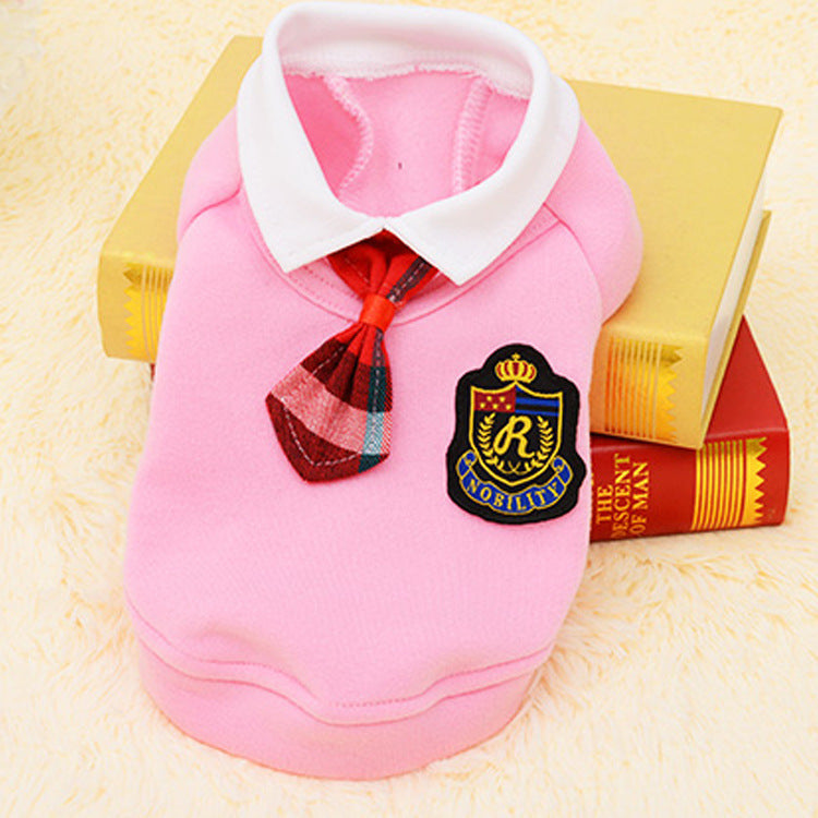 KFX-8156861 Pink and Gray Cotton School Uniform Skirt for Small Dogs