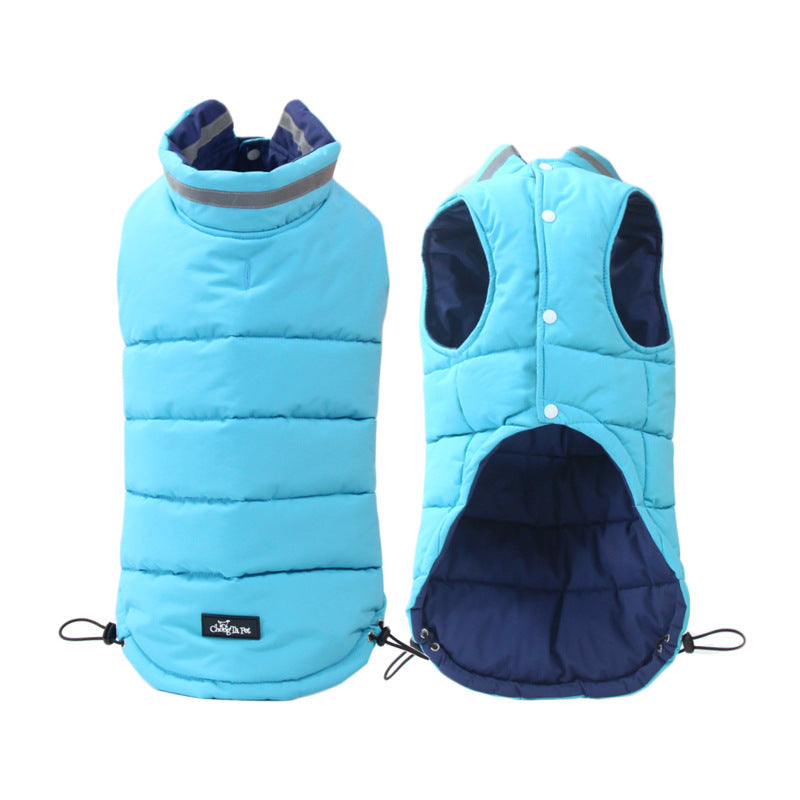 KFX-8158909 Thickened Waterproof Double-Sided Reflective Outdoor Pet Jacket in Blue and Green