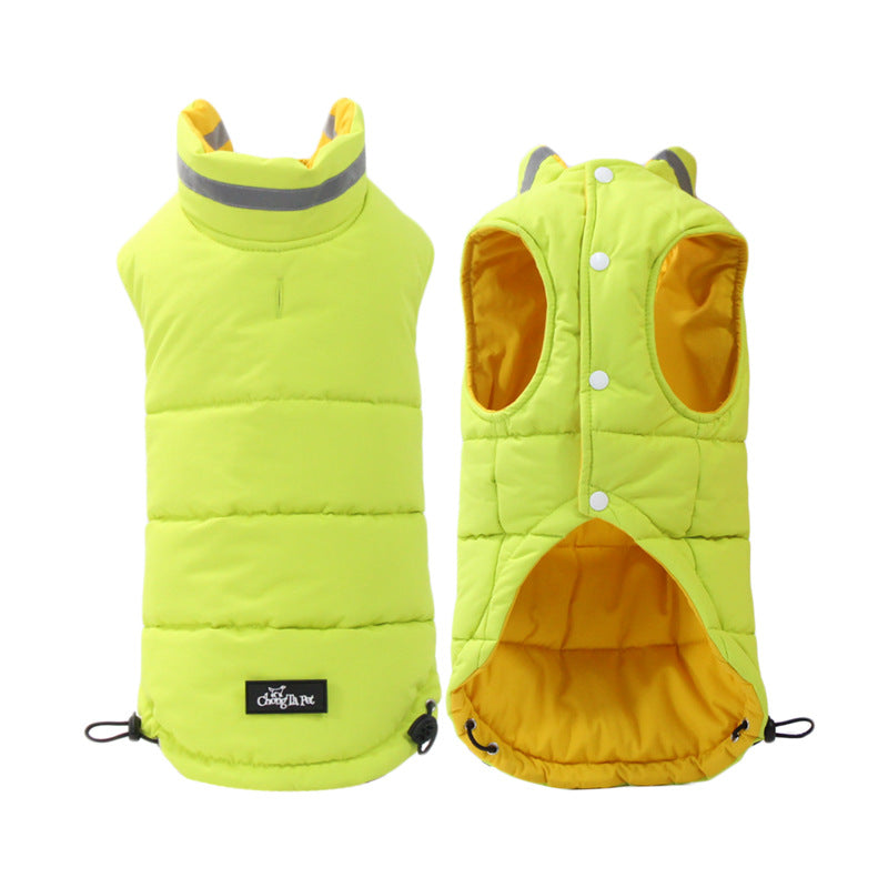 KFX-8158909 Thickened Waterproof Double-Sided Reflective Outdoor Pet Jacket in Blue and Green