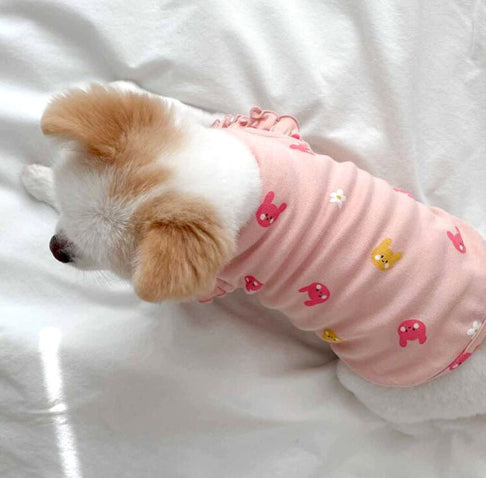 KFX-8160061 Spring Style Thin Cat Vest Apparel for Dogs in Pink and White - Available in S, M, L, XL
