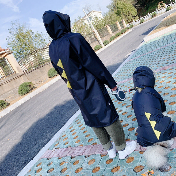 KFX-8162621 Lightweight Waterproof Pet Parent-Child Dinosaur Raincoat - Blue & White, Various Sizes Available