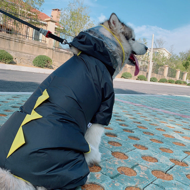 KFX-8162621 Lightweight Waterproof Pet Parent-Child Dinosaur Raincoat - Blue & White, Various Sizes Available