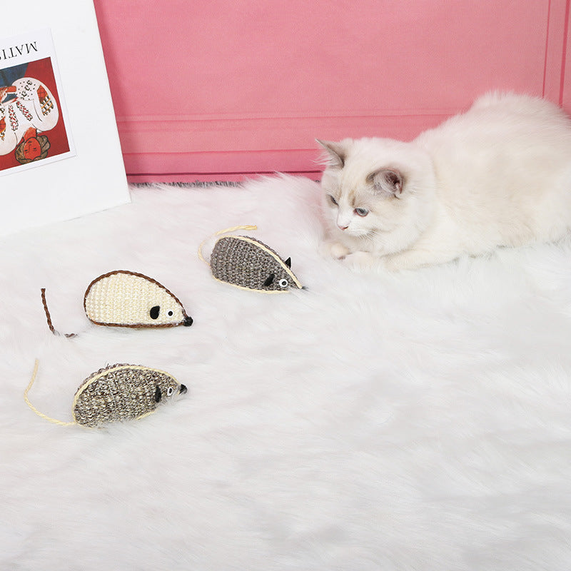 KFX-8162877 Multicolor Sisal Cat Mouse Toy - Set of 3 Fun Playful Toys