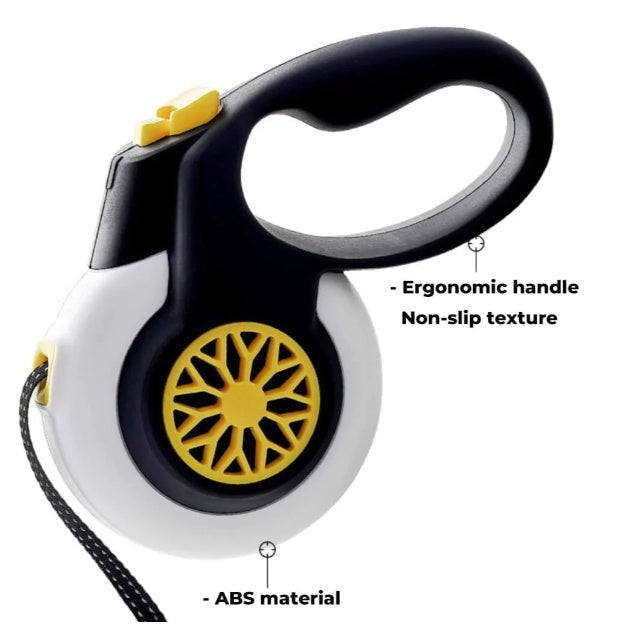 KFX-8164029 Retractable Dog Leash with Automatic Pull Function - Durable ABS, White