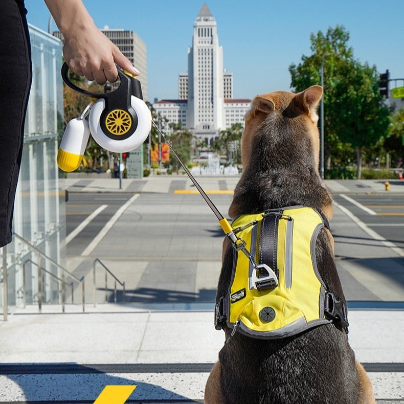 KFX-8164029 Retractable Dog Leash with Automatic Pull Function - Durable ABS, White