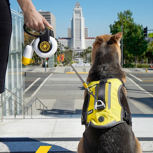KFX-8164029 Retractable Dog Leash with Automatic Pull Function - Durable ABS, White