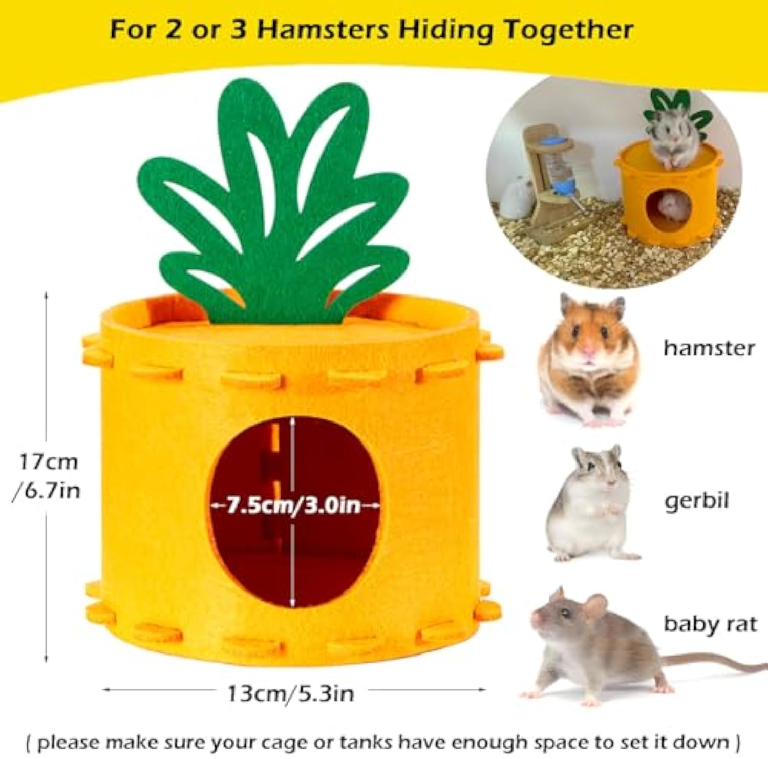KFX-8164285 Carrot-Shaped Felt Hamster House for Syrian Hamsters and Gerbils - Easy to Clean Hideaway for Sleeping and Hiding