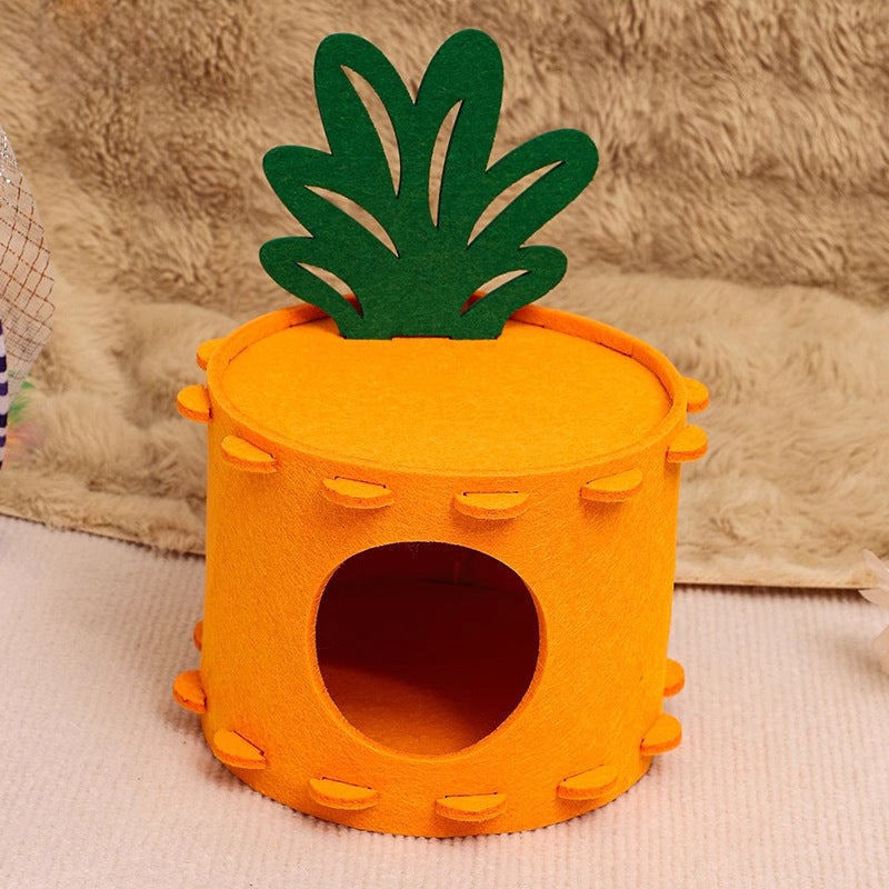 KFX-8164285 Carrot-Shaped Felt Hamster House for Syrian Hamsters and Gerbils - Easy to Clean Hideaway for Sleeping and Hiding