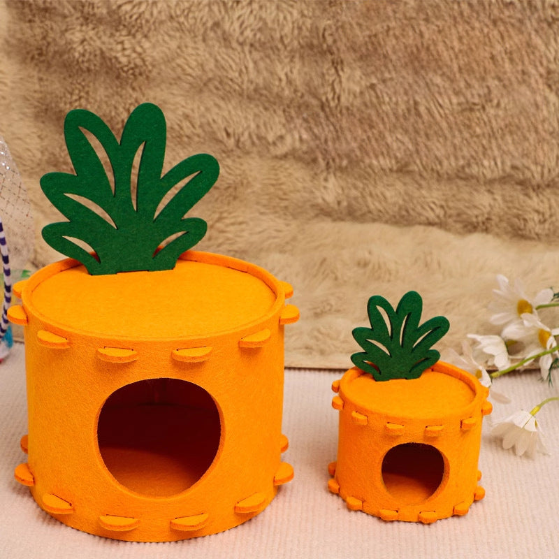 KFX-8164285 Carrot-Shaped Felt Hamster House for Syrian Hamsters and Gerbils - Easy to Clean Hideaway for Sleeping and Hiding
