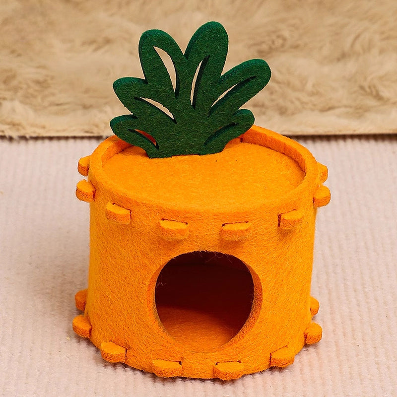 KFX-8164285 Carrot-Shaped Felt Hamster House for Syrian Hamsters and Gerbils - Easy to Clean Hideaway for Sleeping and Hiding