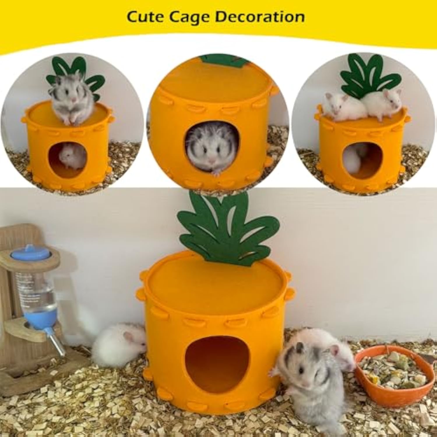KFX-8164285 Carrot-Shaped Felt Hamster House for Syrian Hamsters and Gerbils - Easy to Clean Hideaway for Sleeping and Hiding