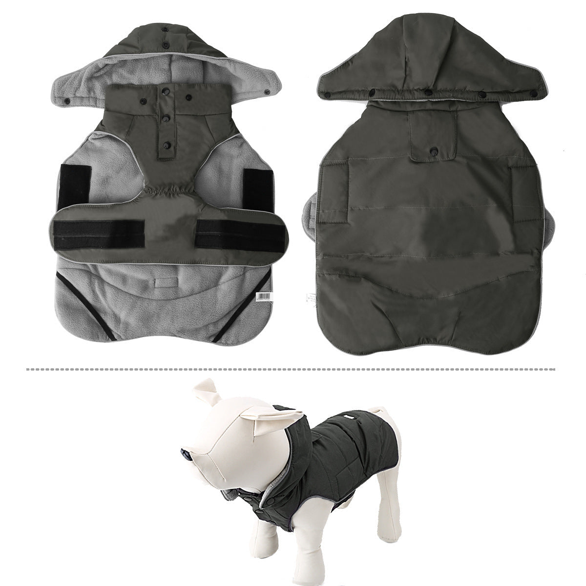 KFX-8164669 Water-Repellent Cotton Dog Vest in Gray - Sizes S to XXL