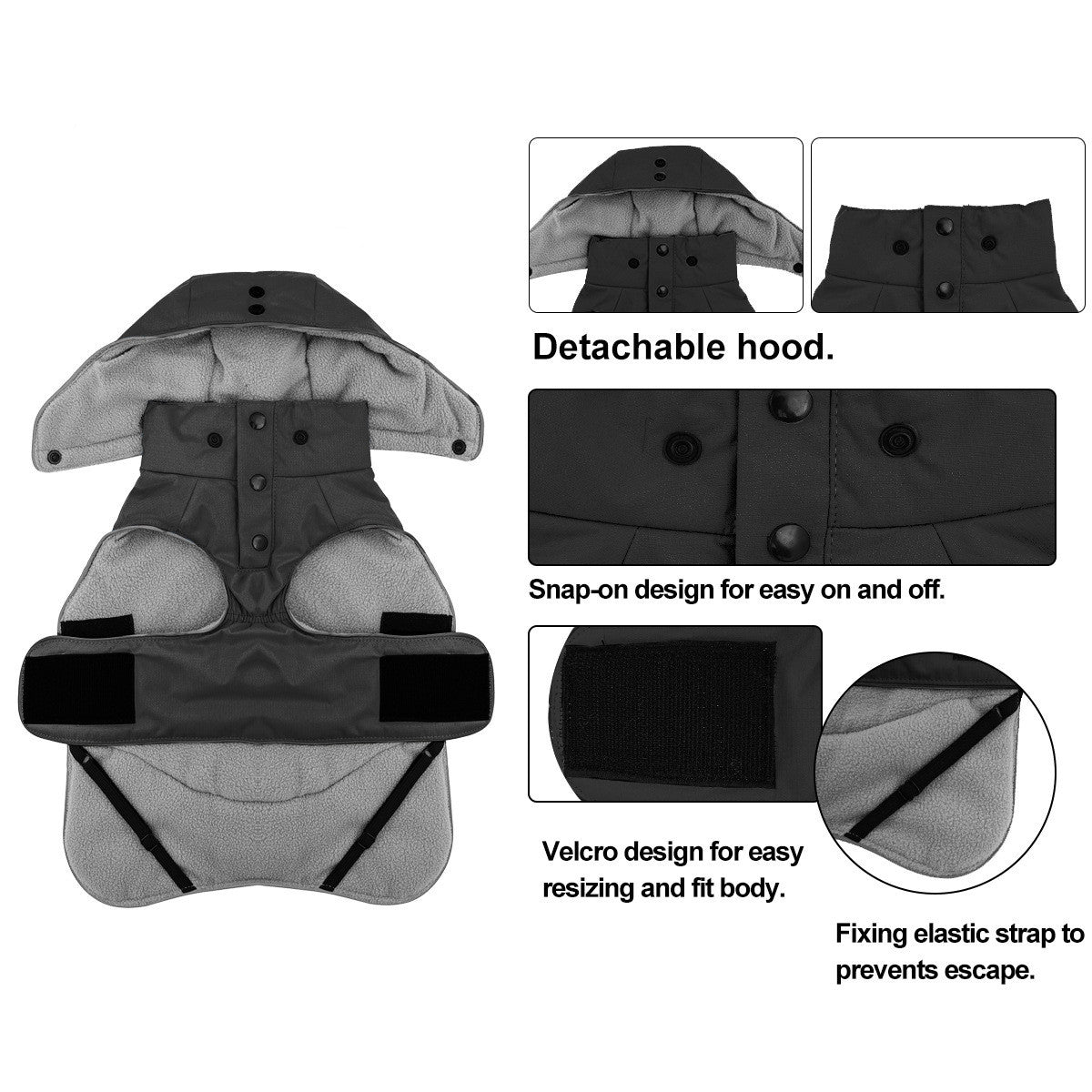 KFX-8164669 Water-Repellent Cotton Dog Vest in Gray - Sizes S to XXL