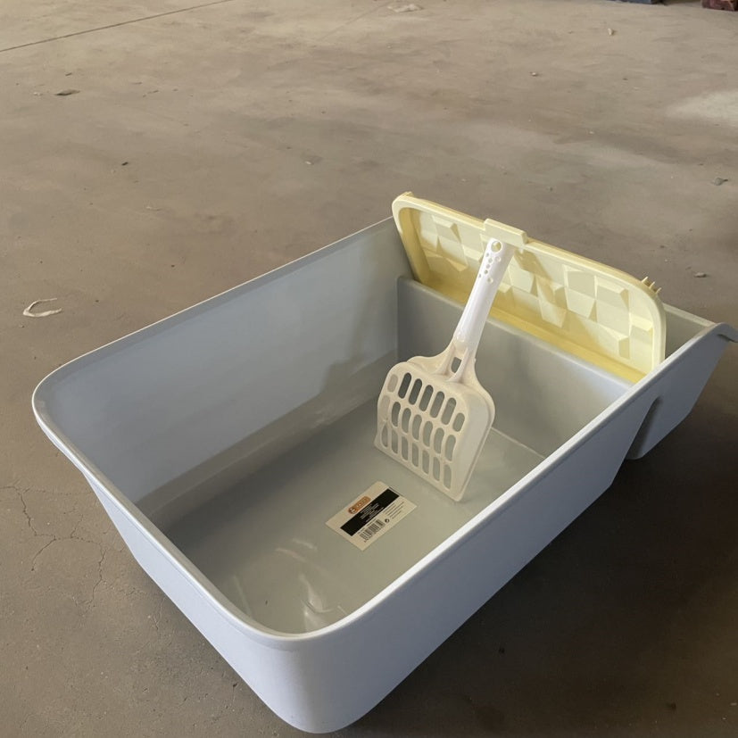 KFX-8165693 Compact Square Cat Litter Box for Convenient and Clean Pet Care