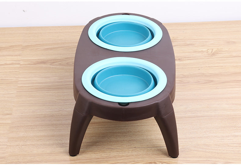 KFX-8166205 Portable Double Pet Bowl with Convenient Folding Design - Made of Durable PP and TPR Materials