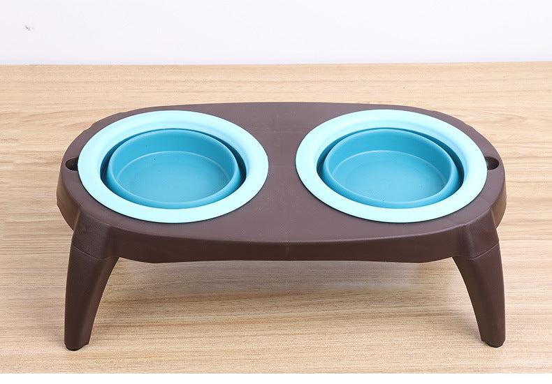 KFX-8166205 Portable Double Pet Bowl with Convenient Folding Design - Made of Durable PP and TPR Materials