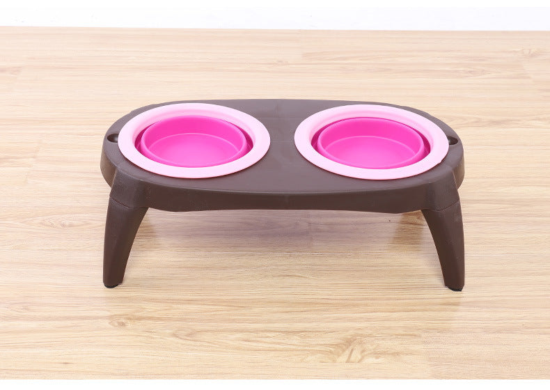 KFX-8166205 Portable Double Pet Bowl with Convenient Folding Design - Made of Durable PP and TPR Materials