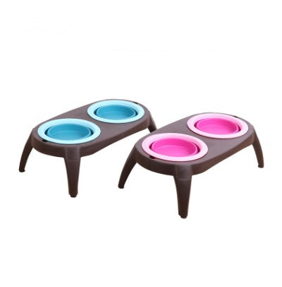 KFX-8166205 Portable Double Pet Bowl with Convenient Folding Design - Made of Durable PP and TPR Materials