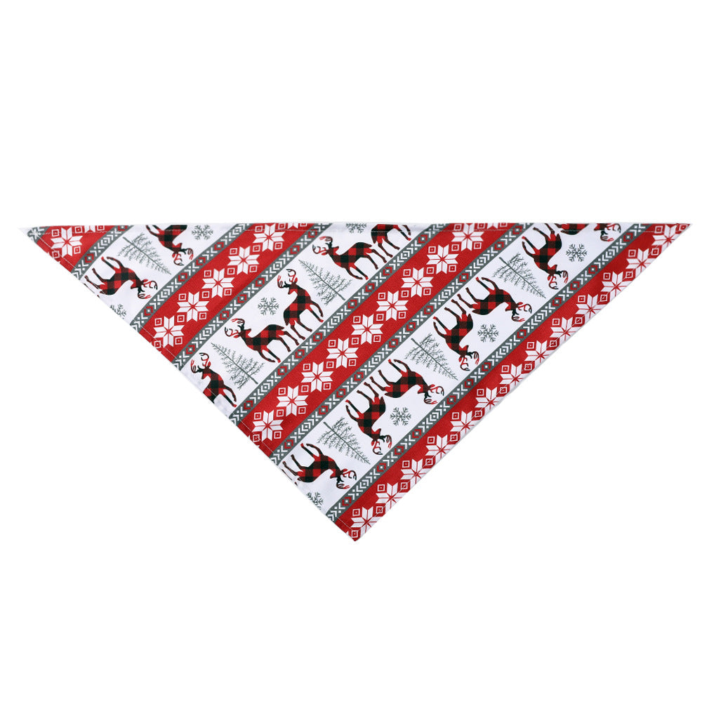 KFX-8167613 Christmas Pet Triangle Scarf - Stylish Decorations for Dogs and Cats in Festive Patterns