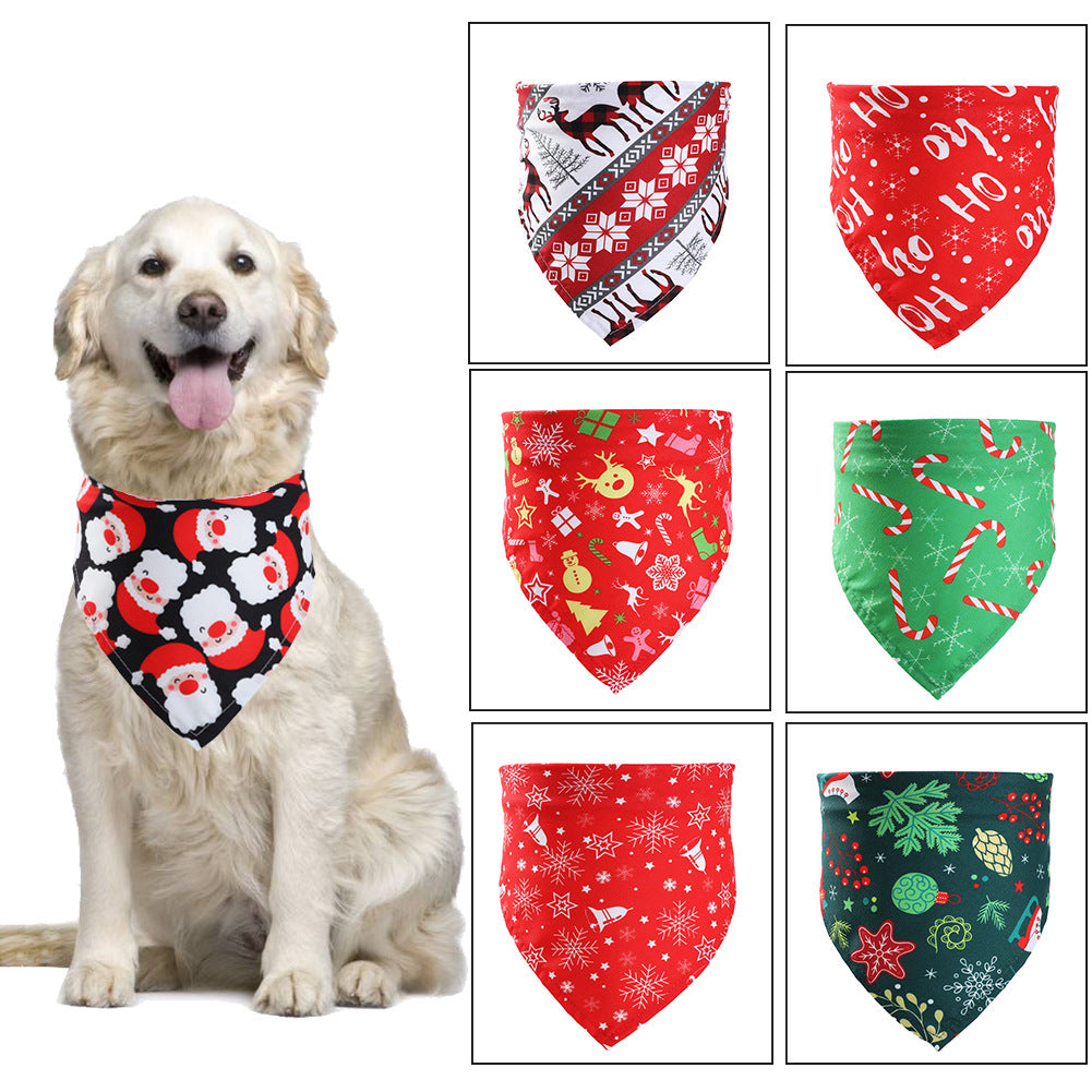 KFX-8167613 Christmas Pet Triangle Scarf - Stylish Decorations for Dogs and Cats in Festive Patterns