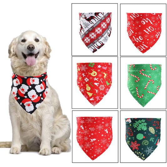 KFX-8167613 Christmas Pet Triangle Scarf - Stylish Decorations for Dogs and Cats in Festive Patterns