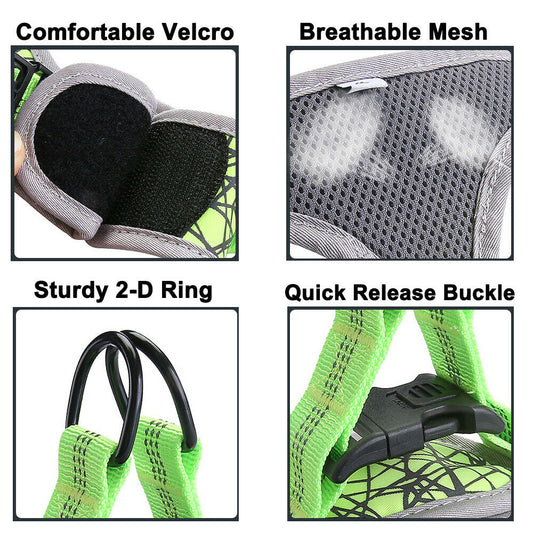 KFX-8169277 Adjustable Dog Leash Vest in Blue and Green, Sizes S to XL, Made of Polyester and Nylon
