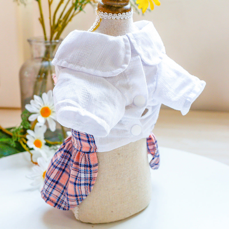 KFX-8170557 Sweet Pink Checkered Princess Skirt for Female Dogs - Spring Summer Style