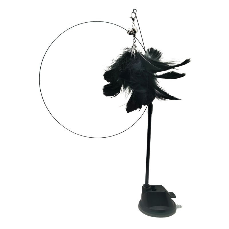 KFX-8170813 Bluebird Feather Cat Teaser Toy with Long Brush Holder and Steel Wire Design