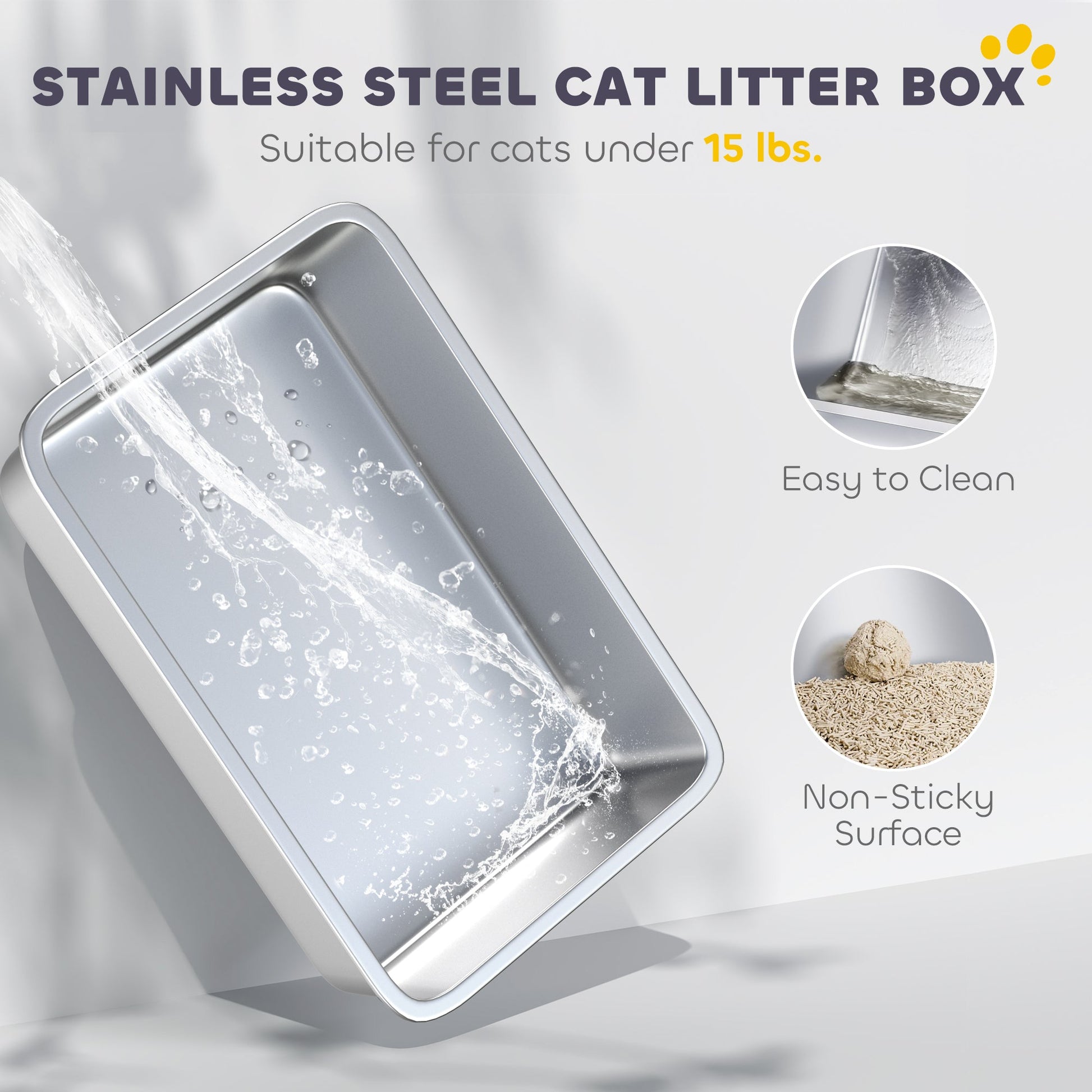 KFX-8171453 Enclosed Extra Large Stainless Steel Cat Litter Box with Scoop and Deodorizer