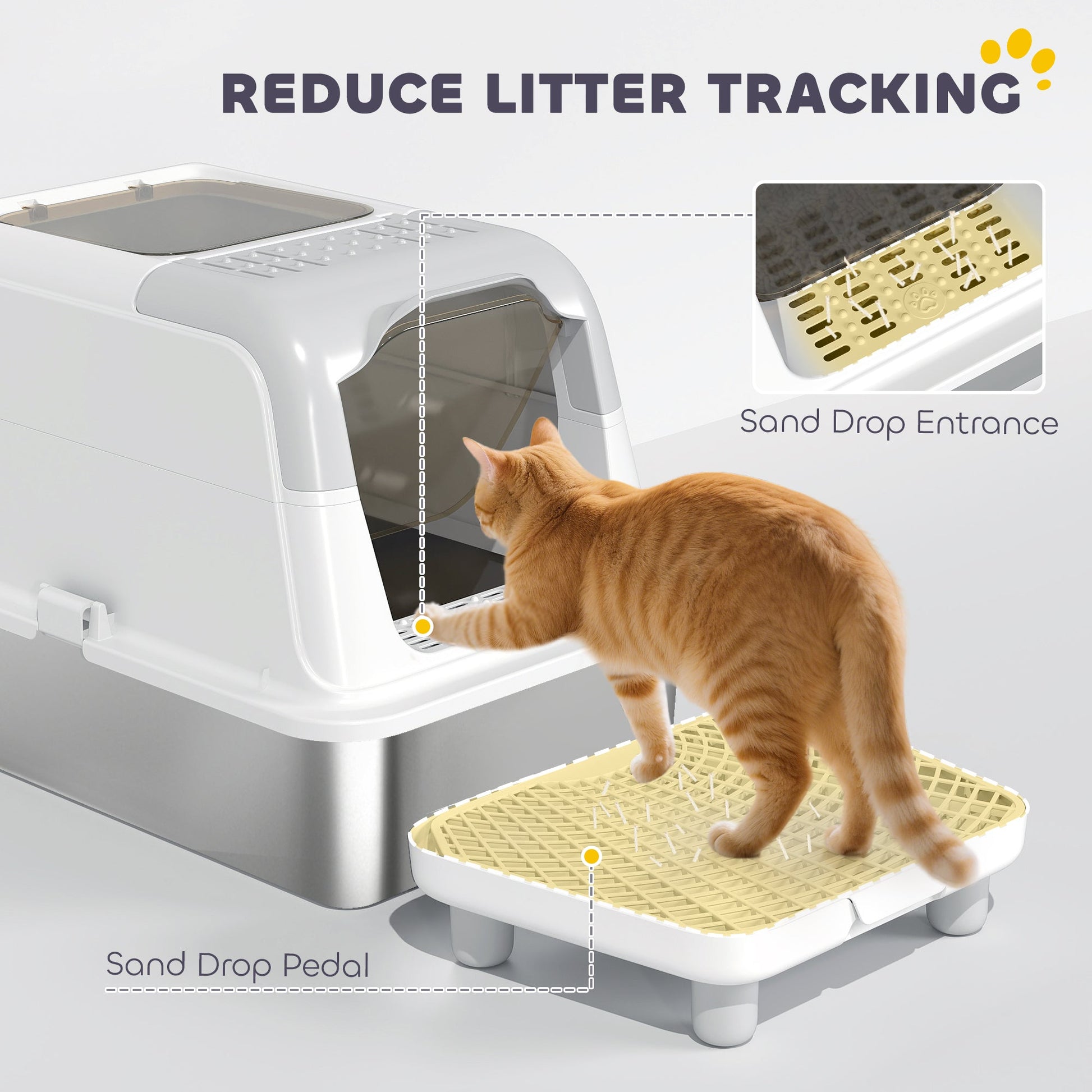 KFX-8171453 Enclosed Extra Large Stainless Steel Cat Litter Box with Scoop and Deodorizer