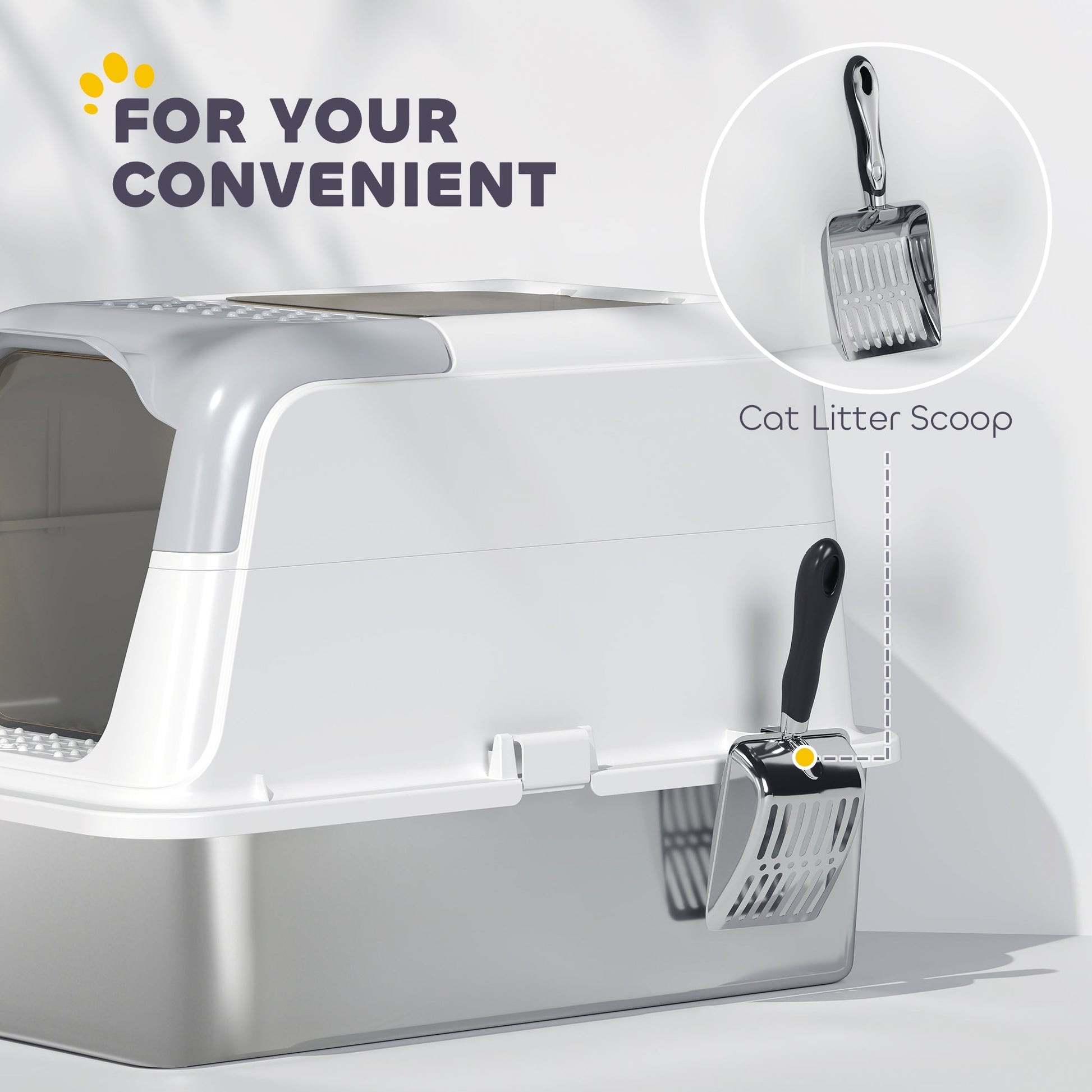 KFX-8171453 Enclosed Extra Large Stainless Steel Cat Litter Box with Scoop and Deodorizer