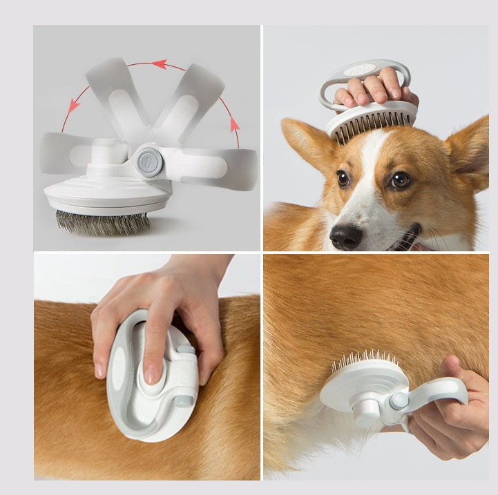 KFX-8171581 Self-Cleaning Wire Brush for Pets - Plastic Comb in White, Pink, and Blue