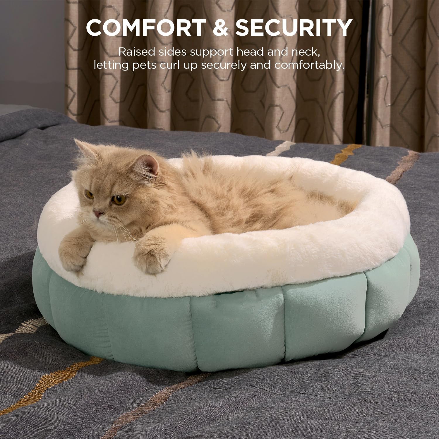 KFX-8175805 Donut Shape Pet Bed for Small Dogs and Cats - Washable with Anti-Slip Bottom