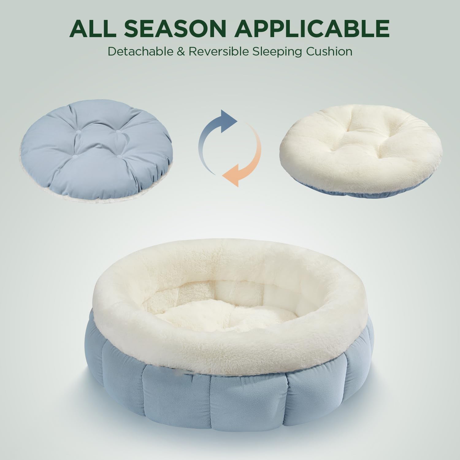 KFX-8175805 Donut Shape Pet Bed for Small Dogs and Cats - Washable with Anti-Slip Bottom