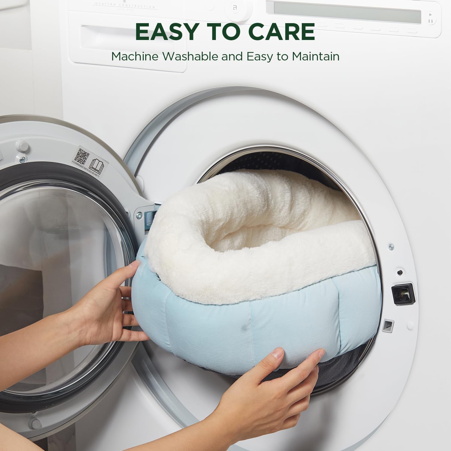 KFX-8175805 Donut Shape Pet Bed for Small Dogs and Cats - Washable with Anti-Slip Bottom