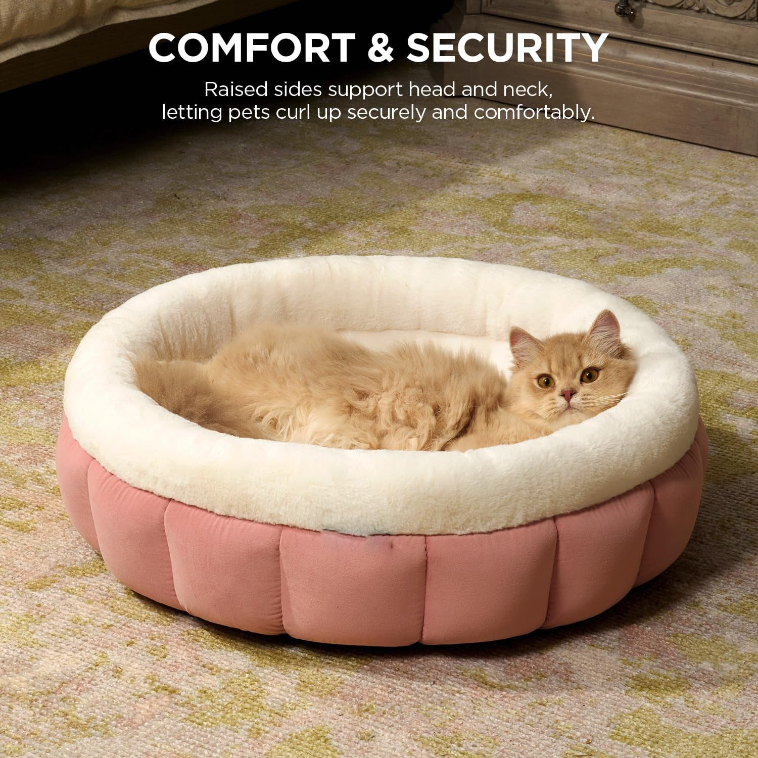 KFX-8175805 Donut Shape Pet Bed for Small Dogs and Cats - Washable with Anti-Slip Bottom